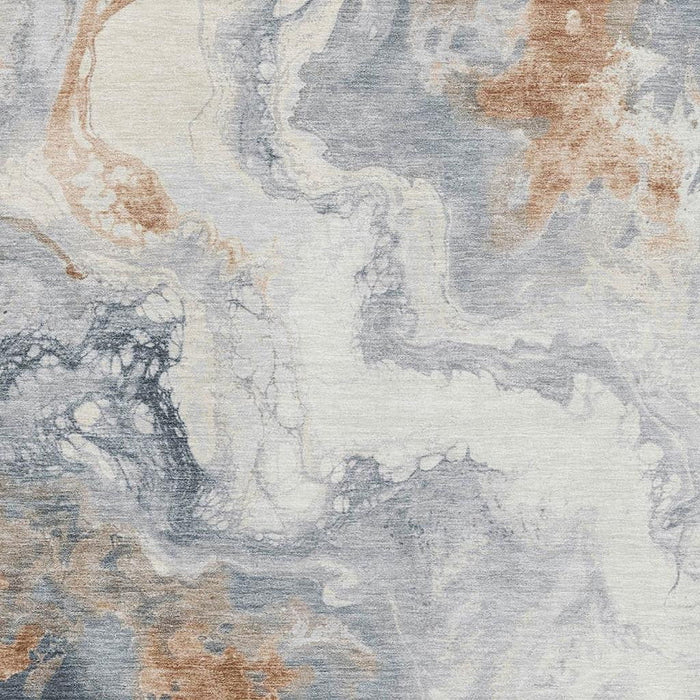 10' X 14' Abstract Washable Area Rug With UV Protection (705425) - Gray / Copper / Ivory