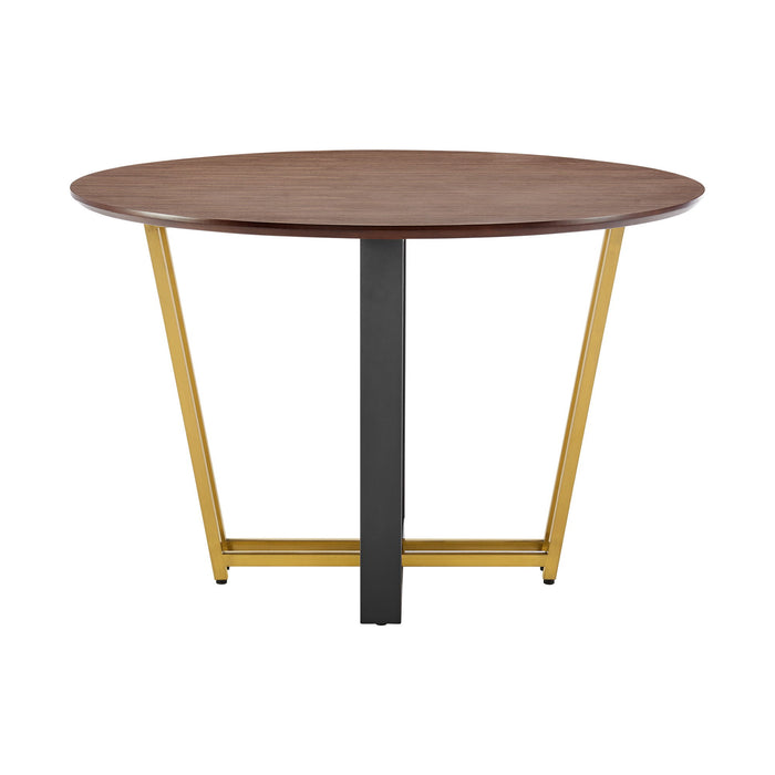 48" Iron Sled Base Round Top Dining Table - Brown