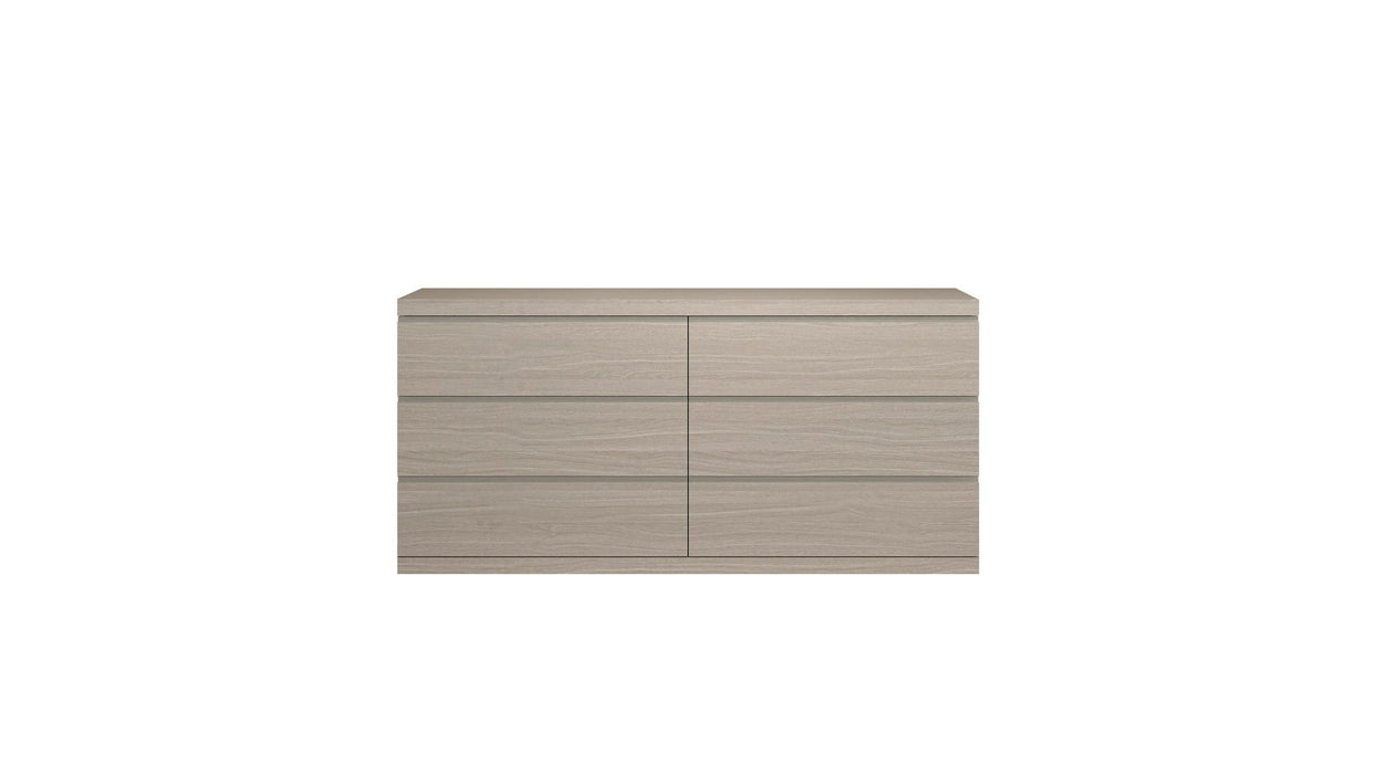 63" Wood Six Drawer Double Dresser - Beige
