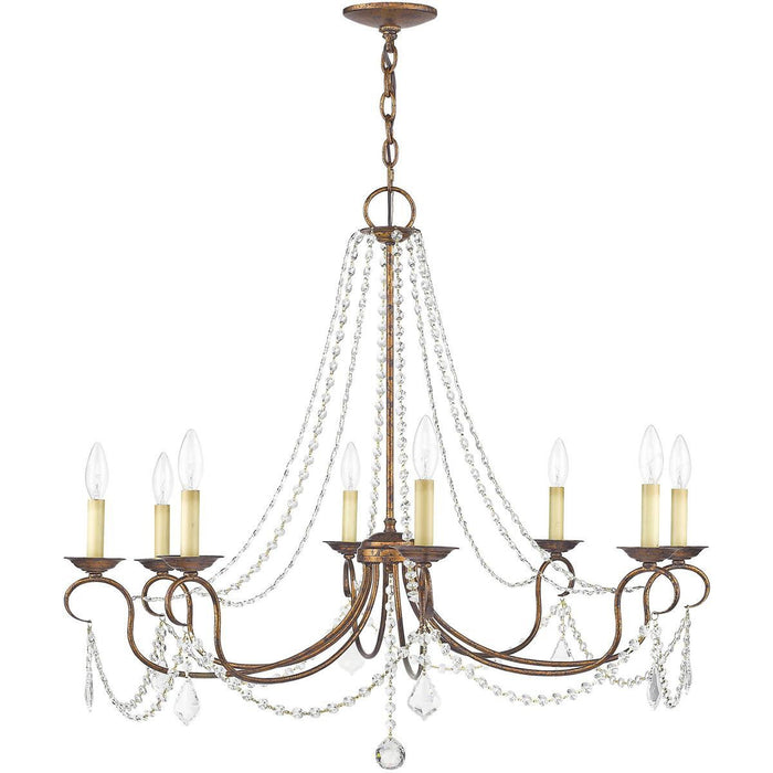 28" Eight Light Dimmable Chandelier With Shades - Bronze