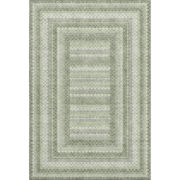 10' X 14' Geometric Washable Area Rug With UV Protection (710867) - Artichoke Green / Gray / Ivory