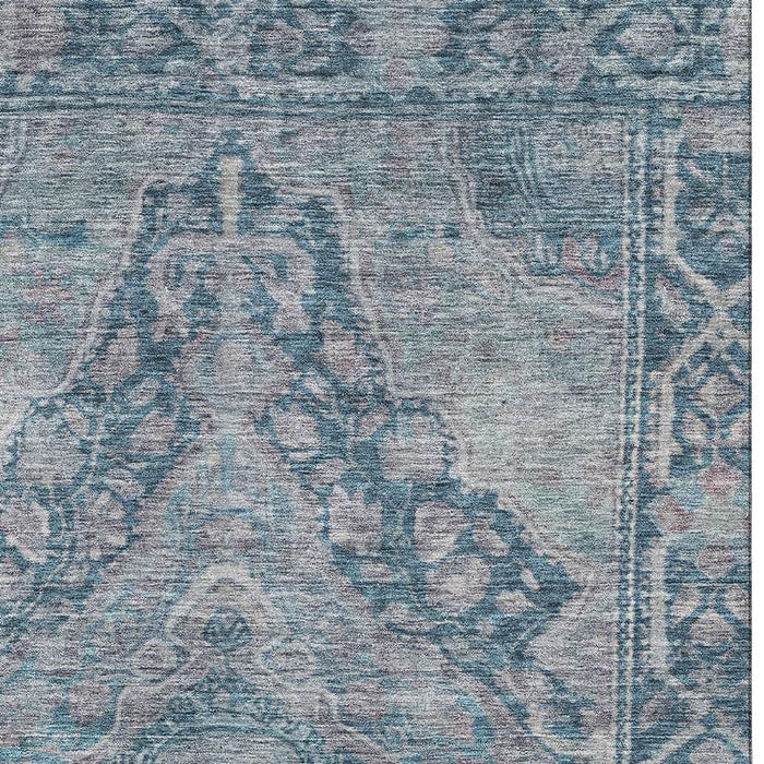 10' X 14' Oriental Washable Area Rug With UV Protection (700529) - Denim Blue / Gray