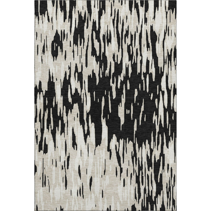 10' X 14' Abstract Washable Area Rug With UV Protection (675138) - Black / Ivory