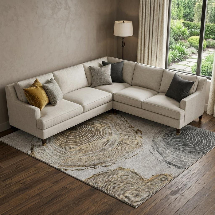 10' X 14' Woodland Lodge Washable Area Rug With UV Protection (657407) - Taupe / Brown / Ivory