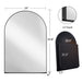 Giga arched recessed metal medicine cabinet with mirror, adjustable shelves, wall-mounted bathroom storage unit.
