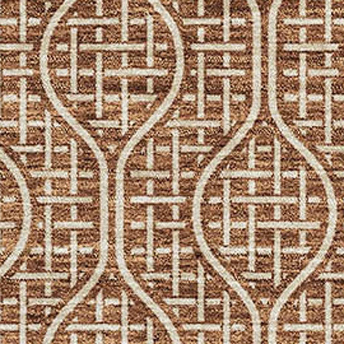 10' X 14' Geometric Washable Area Rug With UV Protection (673651) - Rust / Ivory