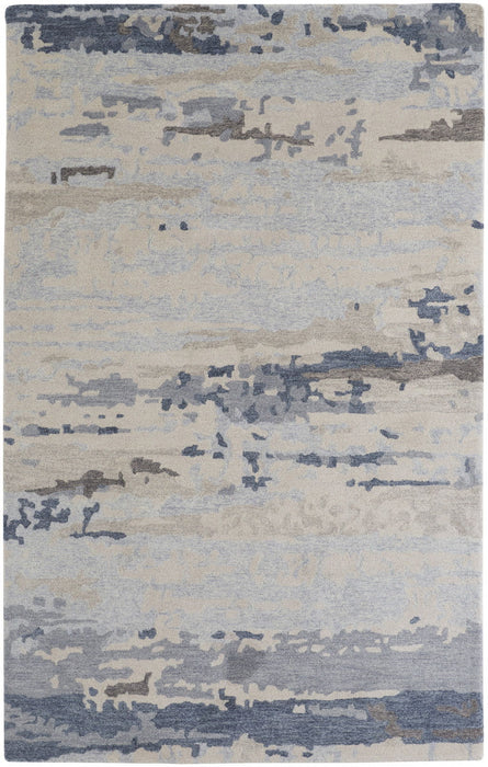 8' x 10' Wool Abstract Tufted Handmade Stain Resistant Area Rug - Blue Gray And Ivory