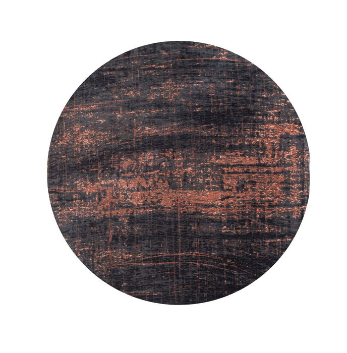7' x 7' Round Abstract Non Skid Area Rug - Black And Gold