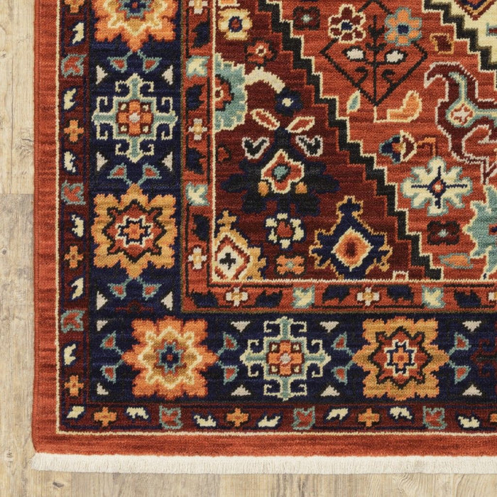 5' x 8' Machine Woven Oriental Indoor Area Rug - Red Blue