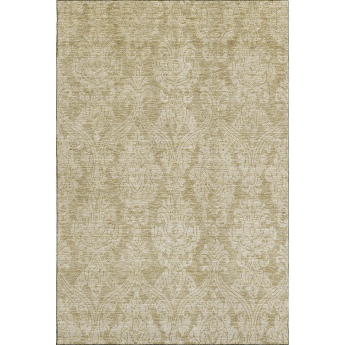 10' X 14' Damask Washable Area Rug With UV Protection (696380) - Tan / Beige