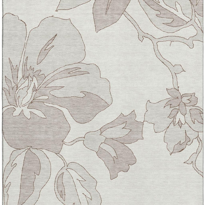10' X 14' Floral Washable Area Rug With UV Protection (667987) - Ivory / Gray