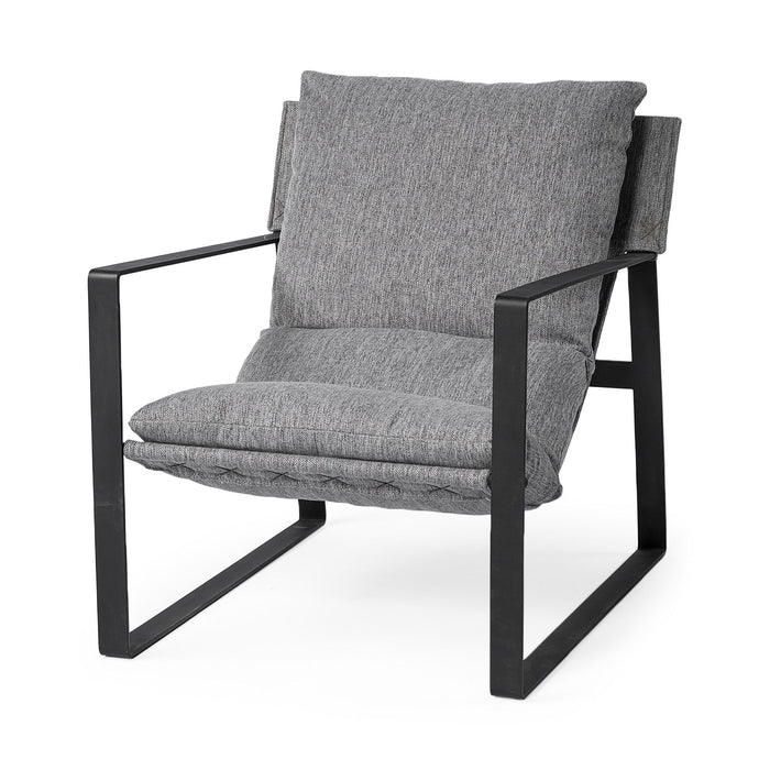 Fabric Wingback Chair - Gray / Black