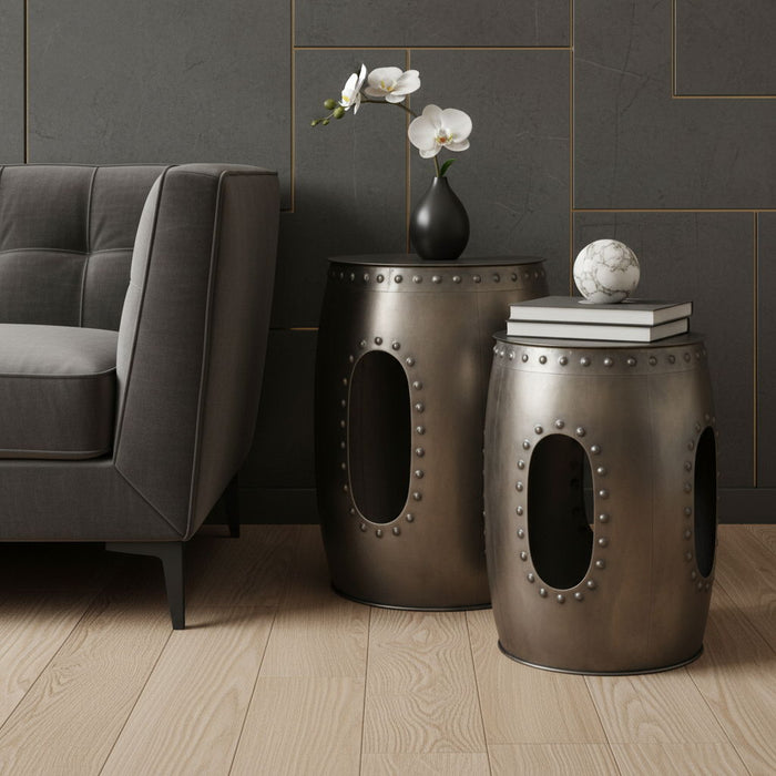 20" Iron Round End Table - Nickel