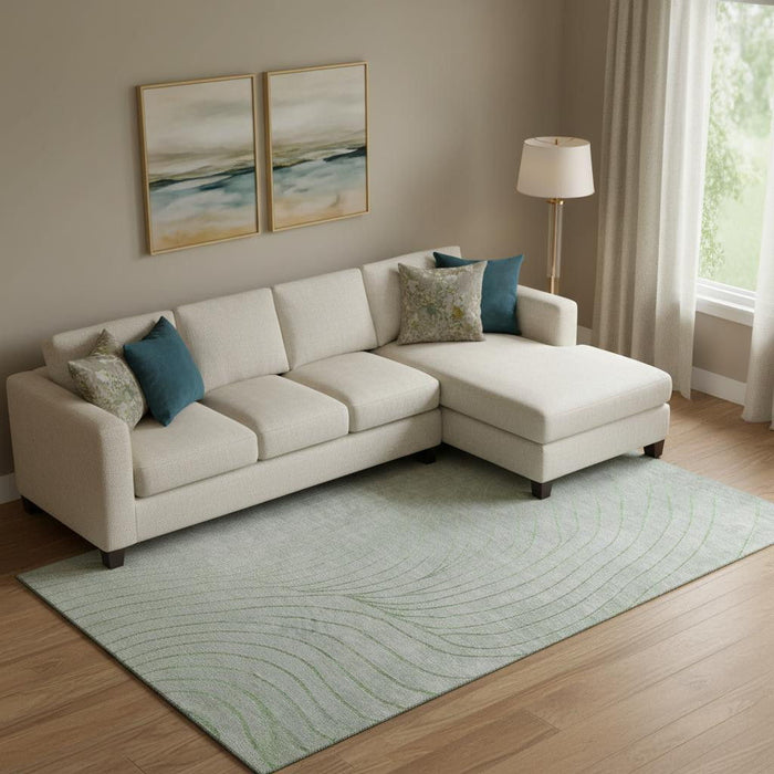 10' X 14' Abstract Washable Area Rug With UV Protection (718079) - Sage / Silver