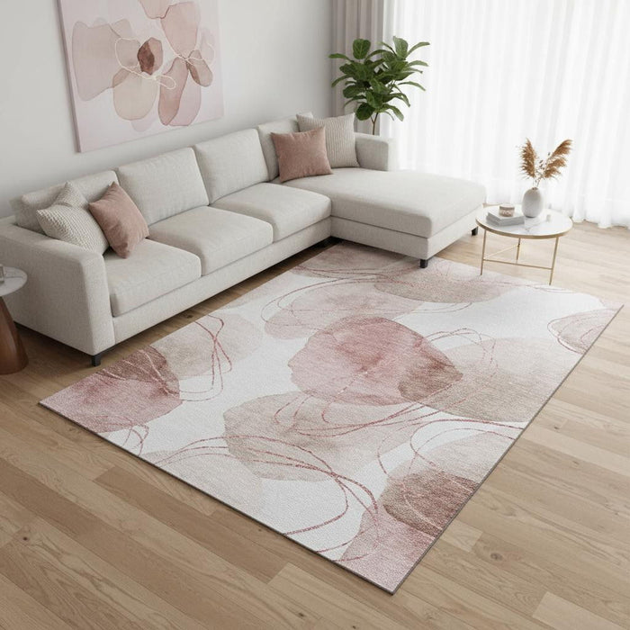 10' X 14' Abstract Washable Area Rug With UV Protection (648436) - Merlot / Ivory