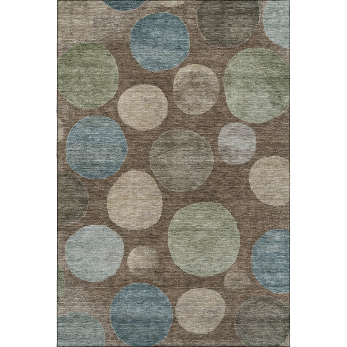 10' X 14' Geometric Washable Area Rug With UV Protection (716821) - Chocolate / Teal