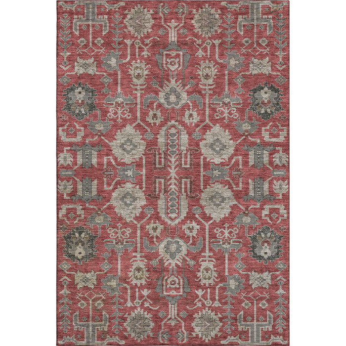 10' X 14' Oriental Washable Area Rug With UV Protection (656681) - Red / Beige / Charcoal
