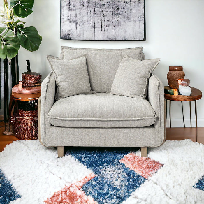 Fabric Arm Chair - Gray And Wood Brown