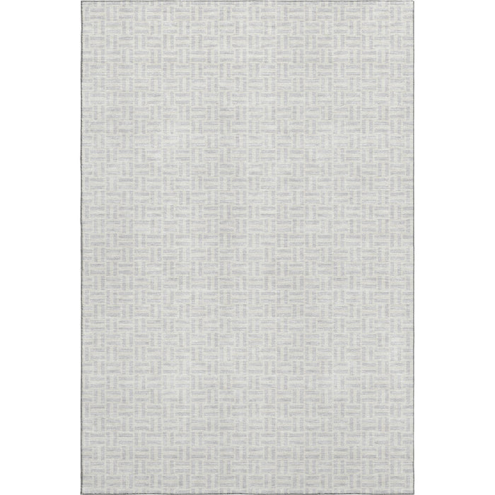 10' X 14' Geometric Washable Area Rug With UV Protection (672452) - Silver / Ivory
