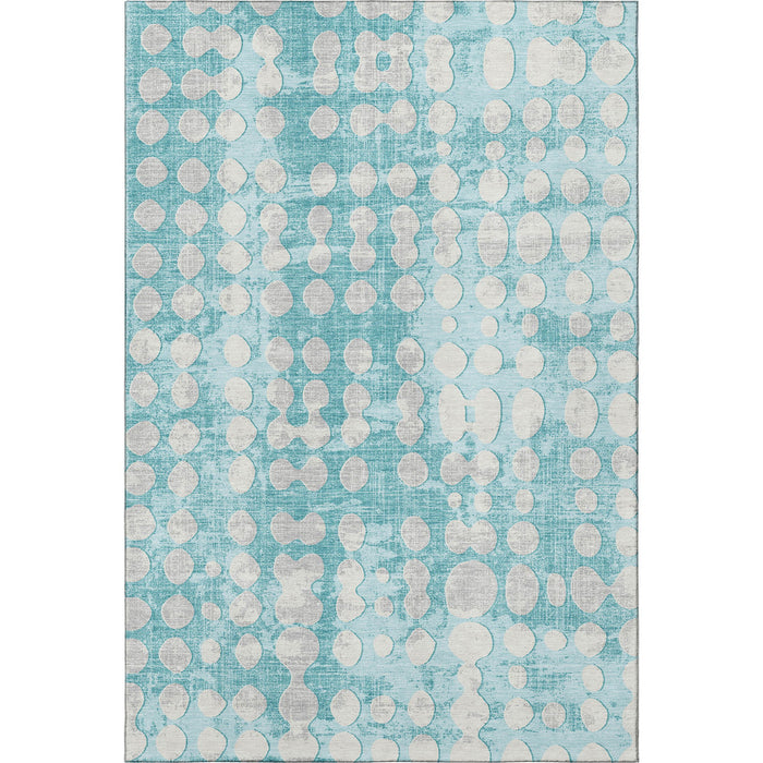 10' X 14' Polka Dot Washable Area Rug With UV Protection (669156) - Teal / Ivory