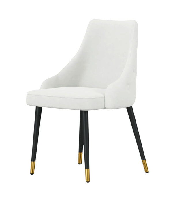 Upholstered Fabric Dining Side Chair (Set of 2) - White / Black