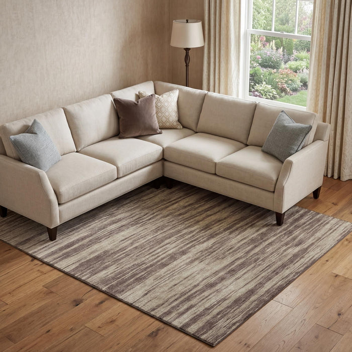 10' X 14' Striped Washable Area Rug With UV Protection (675582) - Brown / Beige