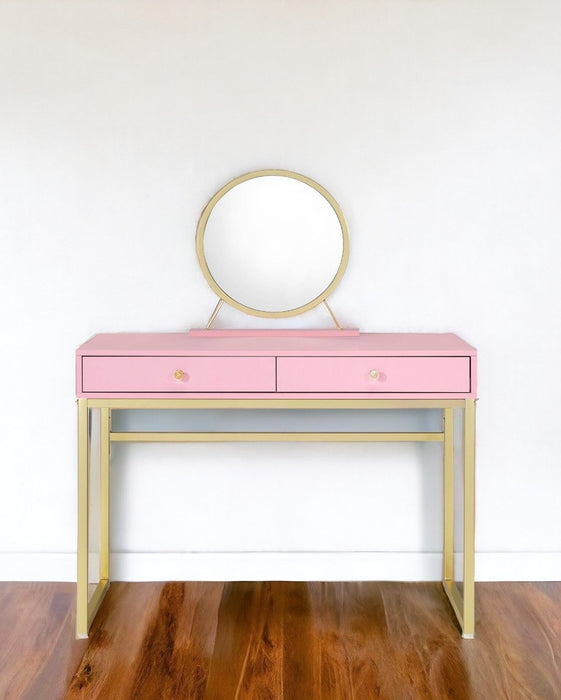 Mirrored Two Drawer Dresser - Pink