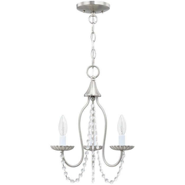 17'' Three Light Dimmable Chandelier With Shades - Nickel