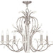 28-inch metal chandelier with eight clear shades, dimmable lighting, in nickel finish, by HomeRoots.