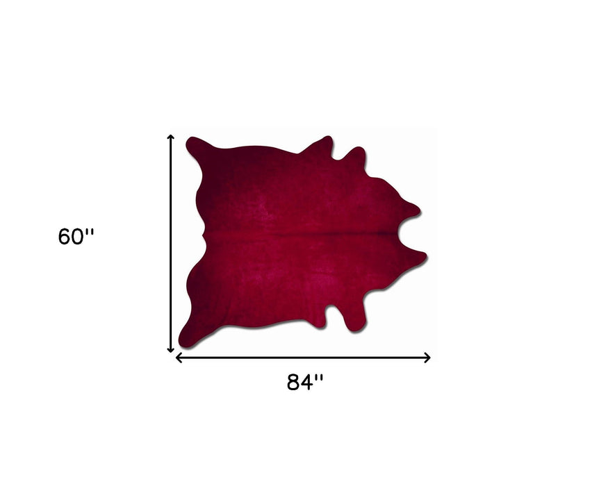 60" x 84" Cowhide Area Rug - Burgundy