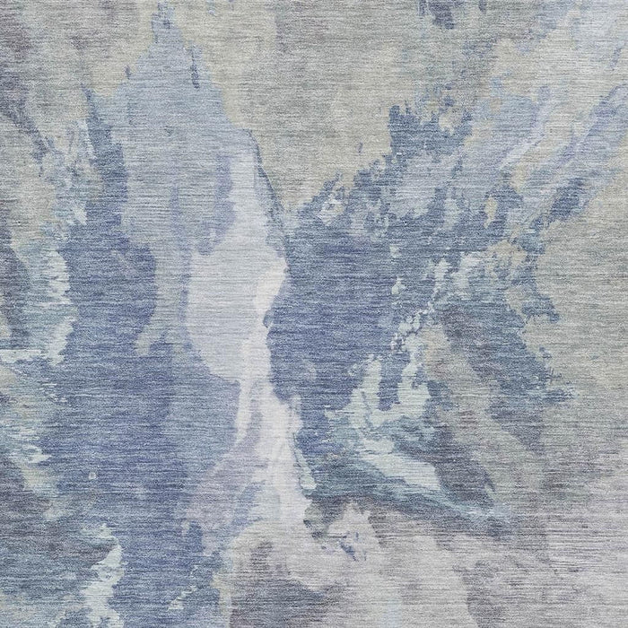 10' X 14' Abstract Washable Area Rug With UV Protection (695438) - Denim Blue / Ivory / Linen