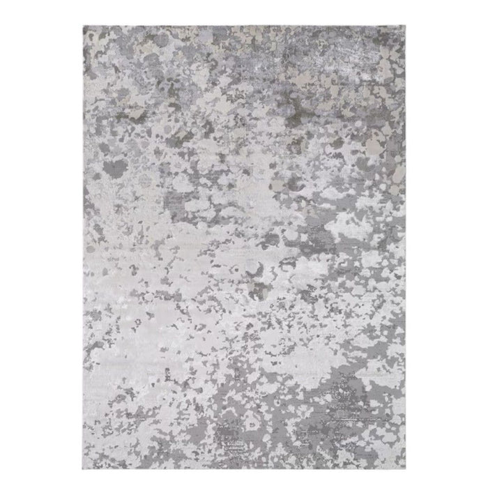 12' x 18' Abstract Polyester Area Rug - Silver Gray And White
