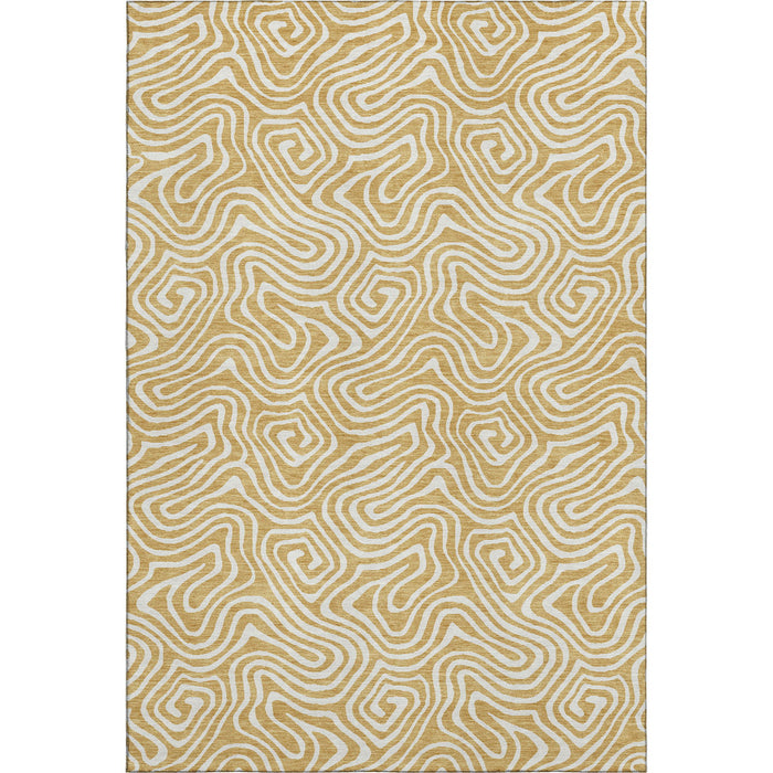 10' X 14' Abstract Washable Area Rug With UV Protection (680867) - Gold / Ivory
