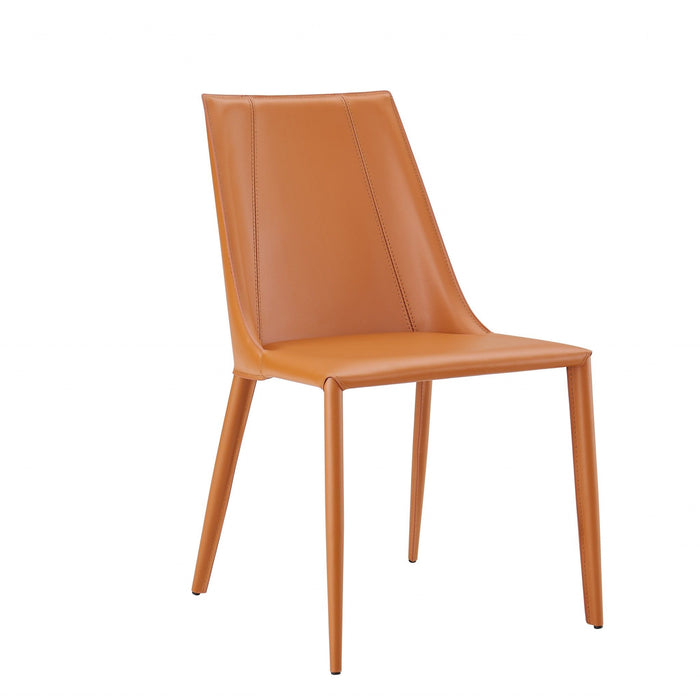 Upholstered Leather Dining Side Chair - Terra Cotta