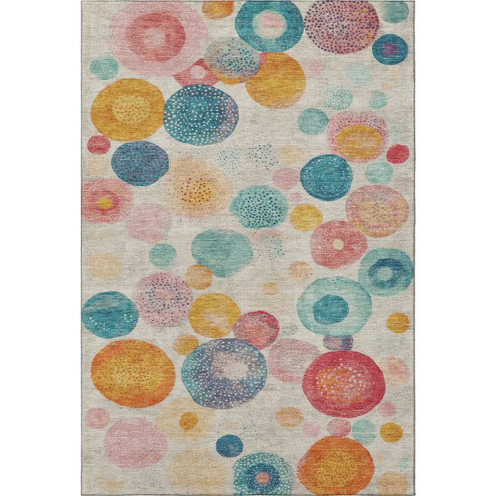10' X 14' Geometric Washable Area Rug With UV Protection (707293) - Beige / Teal / Orange