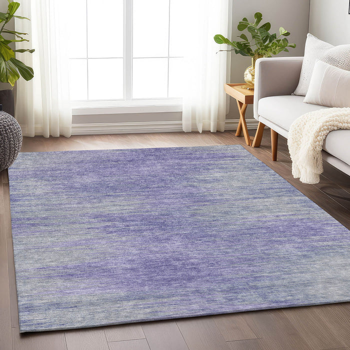 8' X 10' Abstract Washable Area Rug With UV Protection - Plum / Ivory