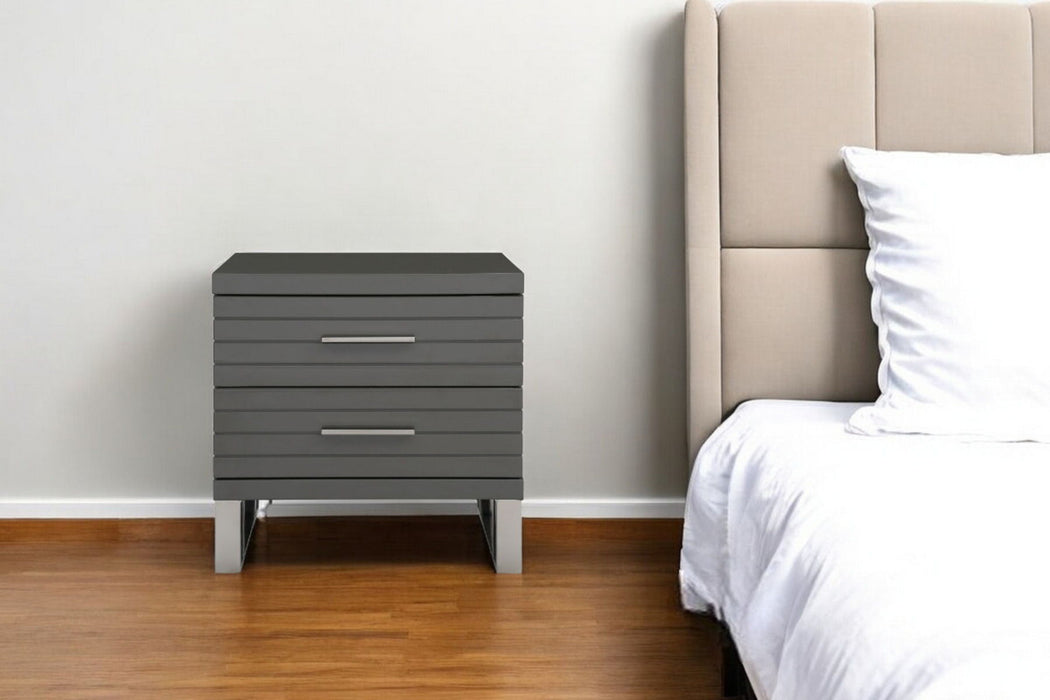 Two Drawer Nightstand - Silver And Gray
