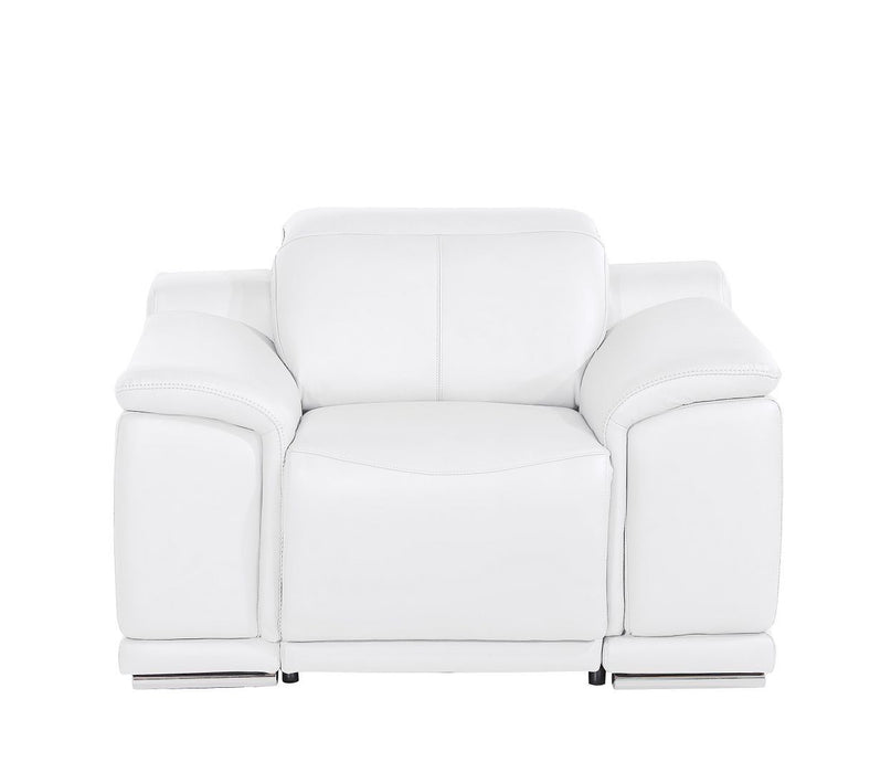 Genuine Leather Wall Hugger Power Recliner With USB - White