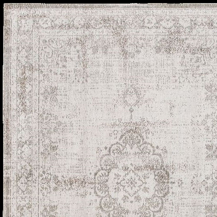 9' X 13' Medallion Washable Area Rug (548387) - Beige / White