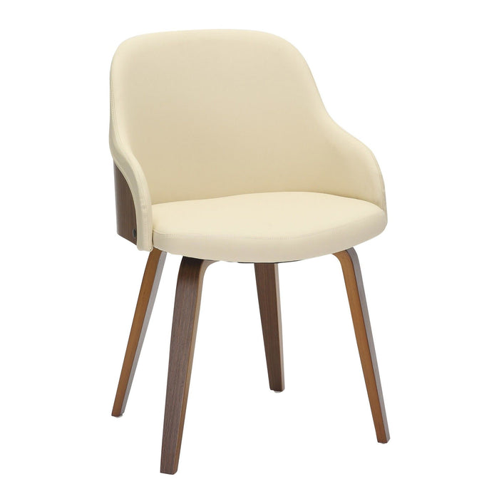 Bacci - Dining / Accent Chair - Walnut Wood And Cream Faux Leather