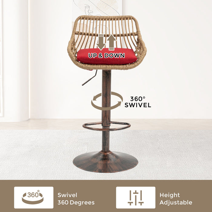 Set of 2 Giga modern swivel bar stools with adjustable height, footrest, and contemporary design for kitchen or bar area.
