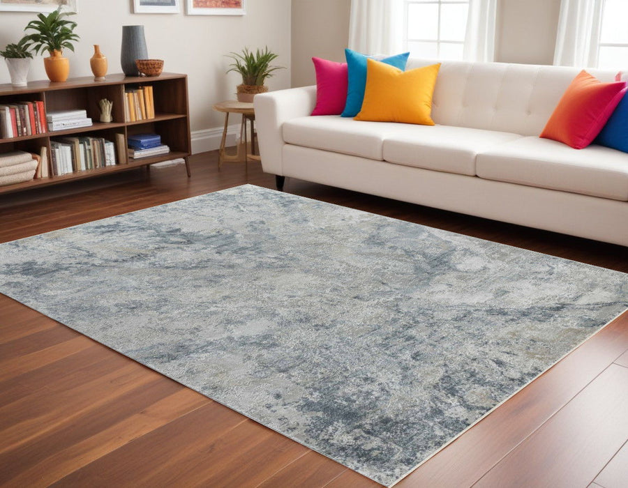 8' x 10' Abstract Power Loom Area Rug - Blue Gray