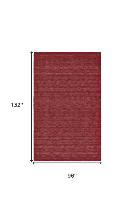 8' x 11' Wool Hand Woven Area Rug - Red