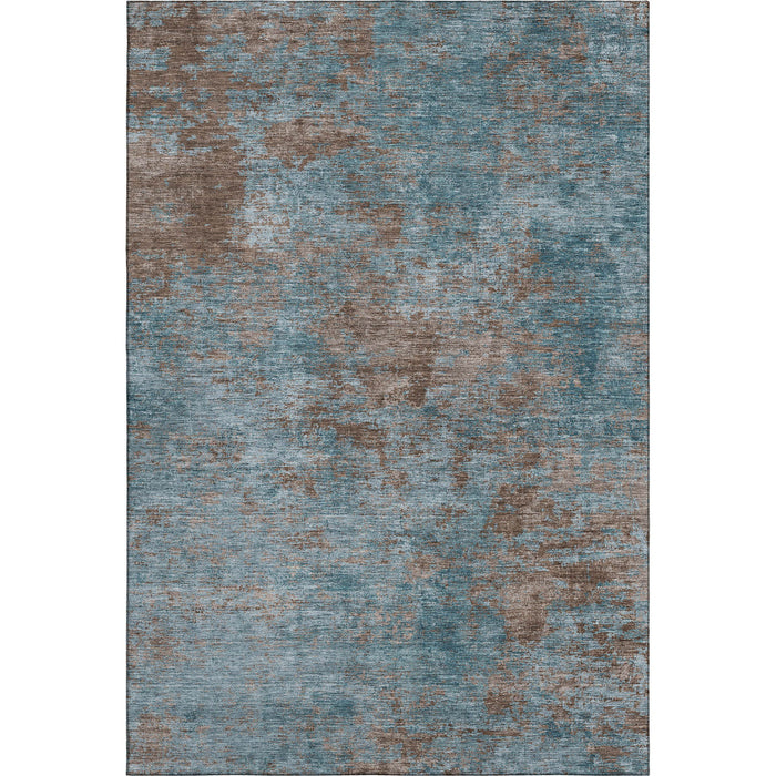 10' X 14' Abstract Washable Area Rug With UV Protection (693216) - Teal / Brown