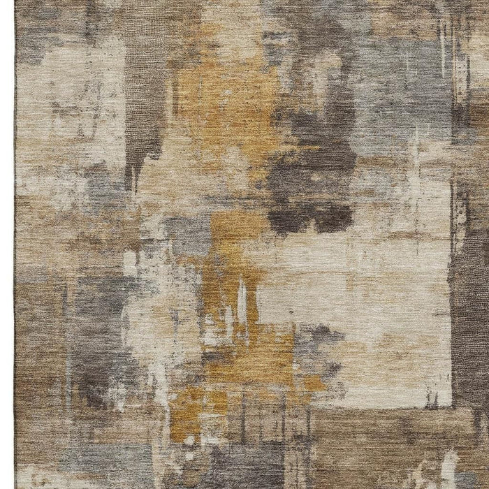 10' X 14' Abstract Washable Area Rug With UV Protection (717026) - Brown / Beige