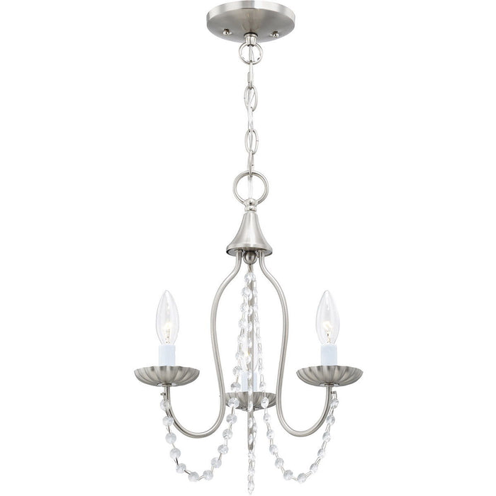 17'' Three Light Dimmable Chandelier With Shades - Nickel