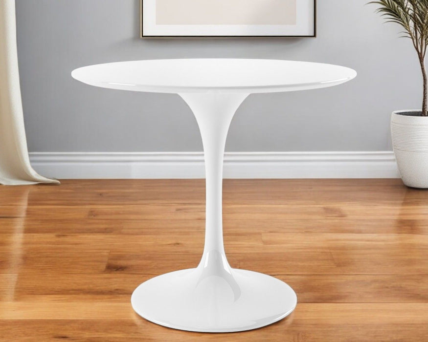 36" Fiberglass And Metal Dining Table - White