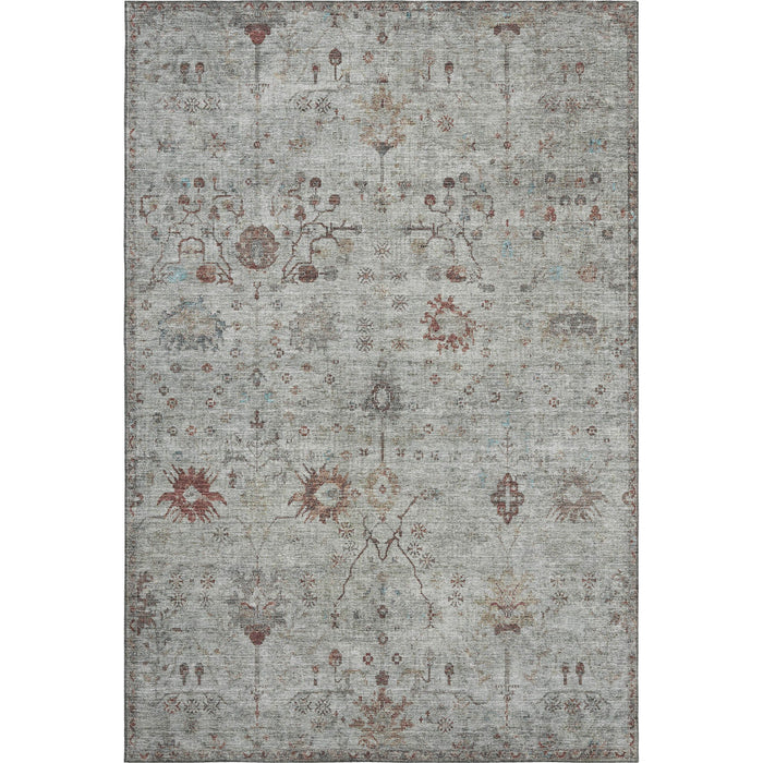 10' X 14' Oriental Washable Area Rug With UV Protection (709774) - Gray / Copper / Silver
