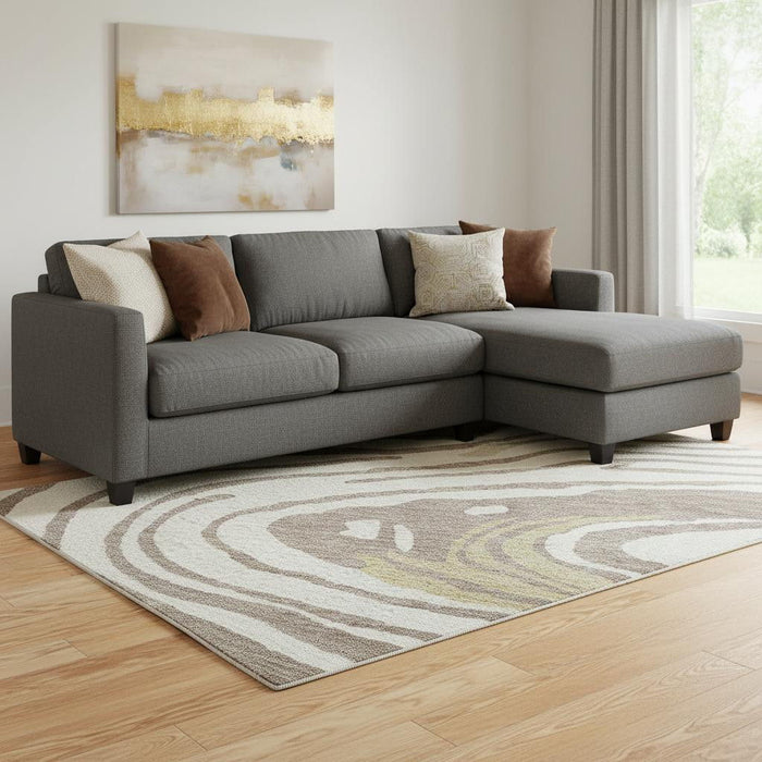 10' X 14' Abstract Washable Area Rug With UV Protection (682457) - Taupe / Ivory / Gold