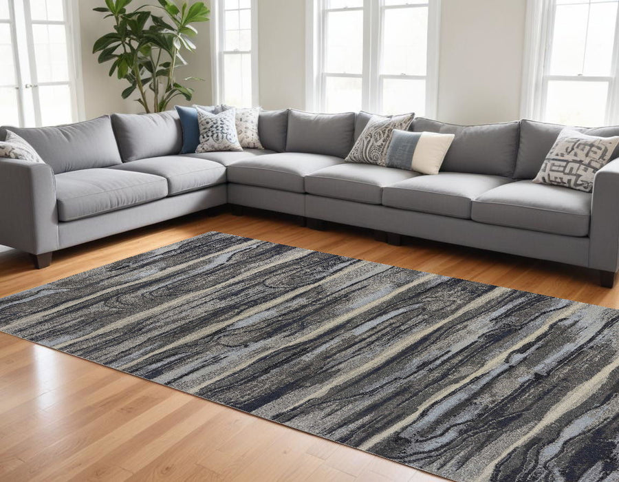 8' x 11' Machine Woven Abstract Brushstroke Indoor Area Rug - Gray